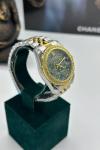 Rolex Taşlı Gold- Gümüş İçi Yeşil Kadın Saat  S360