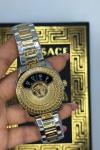 Versace Titanyum Gold Gümüş Siyah Kadran Erkek Kol Saati  S435